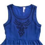 Alya Mini Dress Royal Blue Black Embroidery Sleeveless Fit & Flare Dress Medium Photo 8