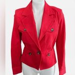 CAbi Wms One Button Crimson Ponte Red Jacket Blazer Long Sleeve Red Twill NWT Photo 0