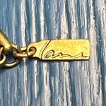 Lane Bryant  antique gold long necklace peach plastic pendant blue turquoise bead Photo 4