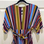 Harper Heritage  Multi-Color Stripe V-Neck Button Down Short Sleeve Maxi Dress Photo 4
