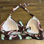 Vintage Funky Retro Pin Up Bikini Top Triangle Pink Brown Halter psychedelic XL Photo 1