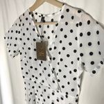 VOGUE Maxi Black White Polka‎ Dot Dress Wrap Short Sleeve NWT Medium Photo 2