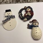 Lot Of 3 Snowmen Christmas Holiday Brooch Pins Photo 1