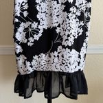 Cato Floral Drama Ruffle Hem Tunic Large Black White Blouse Modest Chic Career Photo 11
