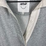 Aerie  Prep Rally Rugby Sweatshirt Grey Size XS Collared Oversized Preppy Cotton Photo 4