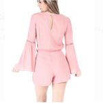 Ambiance Bell Sleeve Crochet Romper Medium Dusty Pink beach summer NWOT Photo 3