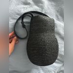ZARA Black Straw Bucket Bag with Adjustable Strap Photo 6