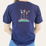 2000s vintage granny garden, birdhouse, flower graphic tee XS/Small Blue Photo 2