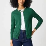 J.Crew  Classic The Caryn Green Long Sleeve 100% Cotton Cardigan Sweater Photo 2