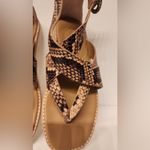 Vince Women's Morris Snakeskin Embossed Leather Thong Tan & Black Sandals Size 6 Photo 11