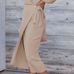 Tan Ribbed Knit Wrap Dress Size XL Photo 0