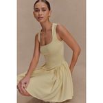 Meshki  Sharon Scuba Jersey Mini Dress in Pastel Lemon Size L NWT Photo 2