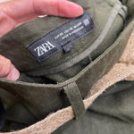 ZARA Green Maxi Skirt with Woven Belt Flare A Line Midi Length linen blend XS Photo 4