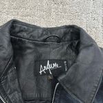 VTG black Leather Coat jacket zip up collared vintage 100% genuine fully lined Size L Photo 2