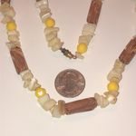 Vintage Puka Shell & Wooden Beaded Yellow Beads Boho Retro Necklace Photo 4