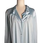 Vanity Fair Vintage 80s  Blue Nylon Button Front Robe XXL Nightgown Embroidered Photo 1