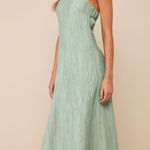 Lulus  Radiant Season Sage Green Plisse Cutout Strapless Maxi Dress Photo 0