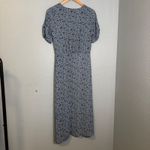 Böhme Floral Print Midi Dress Blue Button Front Slit Cottagecore Women's‎ Small Photo 6