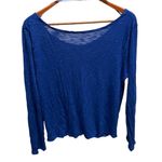 a.n.a . Cobalt blue long sleeve boat neck twist front blouse size large Photo 1