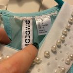 Divided Pearl Detail Peter-Pan Collar  Aqua Blue Photo 1