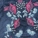 ZARA Woman SMALL Top shirt Womens Blue Embroidered Floral 3/4 Sleeve Blouse Photo 1
