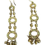 Liz Claiborne  Green Gold Rhinestone Dangle Circle Formal Holiday Hook Style Photo 0