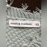 Moon & Madison Sage Waffle knit Frey Trim Cute Sweater Pull Over Sage Green Sz S Photo 6