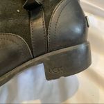 UGG  Black Leather & Suede Calf Height Moto Lug Boots Sherpa Lined Womens 6.5 Photo 8