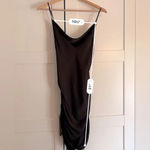 Free People  Womens Dress in Black Size Small Ruche Detail Silky Sexy Photo 6