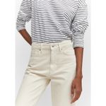 MNG NWT Havana Straight Leg Jeans Cropped Raw Hem High‎ Waist White Size 4 Photo 8