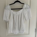 Bella Dahl White Smocked Puff Sleeve Top | L Photo 4