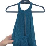 Luxxel  Sz S Women's Blue‎ Sparkle Halter Open Back Flared Skirt Dress NWT Photo 3