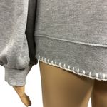 Democracy  Asymmetrical Slit Side Grey Crochet Keyhole Sweatshirt Womens Large Photo 5