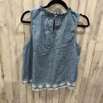 J.Crew Blue Chambray High-neck Swing Top Embroidered For Women Size Medium Photo 4