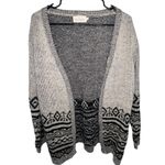 Dreamers Grey And Black Fair Isle Aztec Open Knit Cardigan Sweater Photo 0