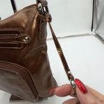 Gianni Bernini Metallic Bronze Leather Crossbody Shoulder Bag Purse Brown Photo 7