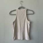ANINE BING Eva Ribbed High Neck Cotton/Spandex Tank in Stone Women's Size S Photo 4