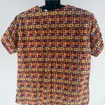 Vintage Landau Uniform Scrub Top Orange Black Purple Floral Size Medium Photo 5