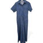 Marine layer  XS Joni Jumpsuit Dark Denim One Piece Outfit Wide Leg Short Sleeve Photo 3