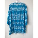 Chico's  Embellished Blue Ikat Print Tunic Top Size L 2 Swim Cover Up Beaded Boho Photo 8