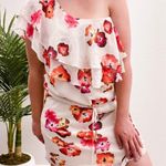 Haute Hippie Floral One Shoulder Dress Ruffle L Photo 3