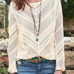 Sundance  Cream Lace For Days Crochet Sheer Ivory Top size XS Photo 0