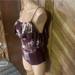 American Eagle  Outfitters Women’s Medium Burgundy Off Shoulder Bodysuit Photo 3