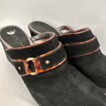 Coldwater Creek  Black Leather Heeled Clogs Mules Size 9.5 Photo 1