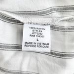 Lumière New Roll Tab Sleeve Striped Button Down Shirt White Black Photo 13