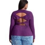 Future Collective twisted back crewneck pullover purple sweater Size 1X Photo 1