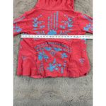 CAITE Sia Jacket Tampa Bay Coral Embroidered Hooded Open Front Cardigan Small Red Photo 4