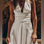 ZARA satin effect white halter mini dress Photo 1