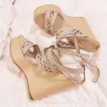 Chloé Authentic CHLOE Nude Leather Scalloped / Perforated Sandals / Wedges Photo 1
