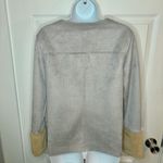 Catherine Malandrino Soft Faux Suede Leather Faux Fur Cuff Long Sleeve Top Grey Photo 11